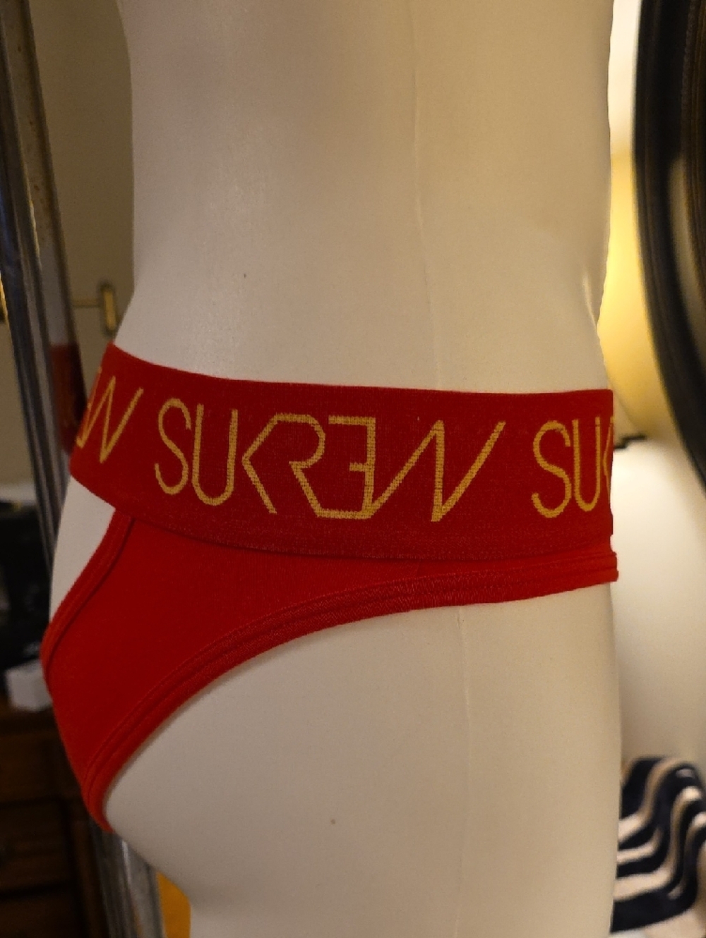 Red Men's Briefs with Gold Logo Waistband by - Picture 5 of 11